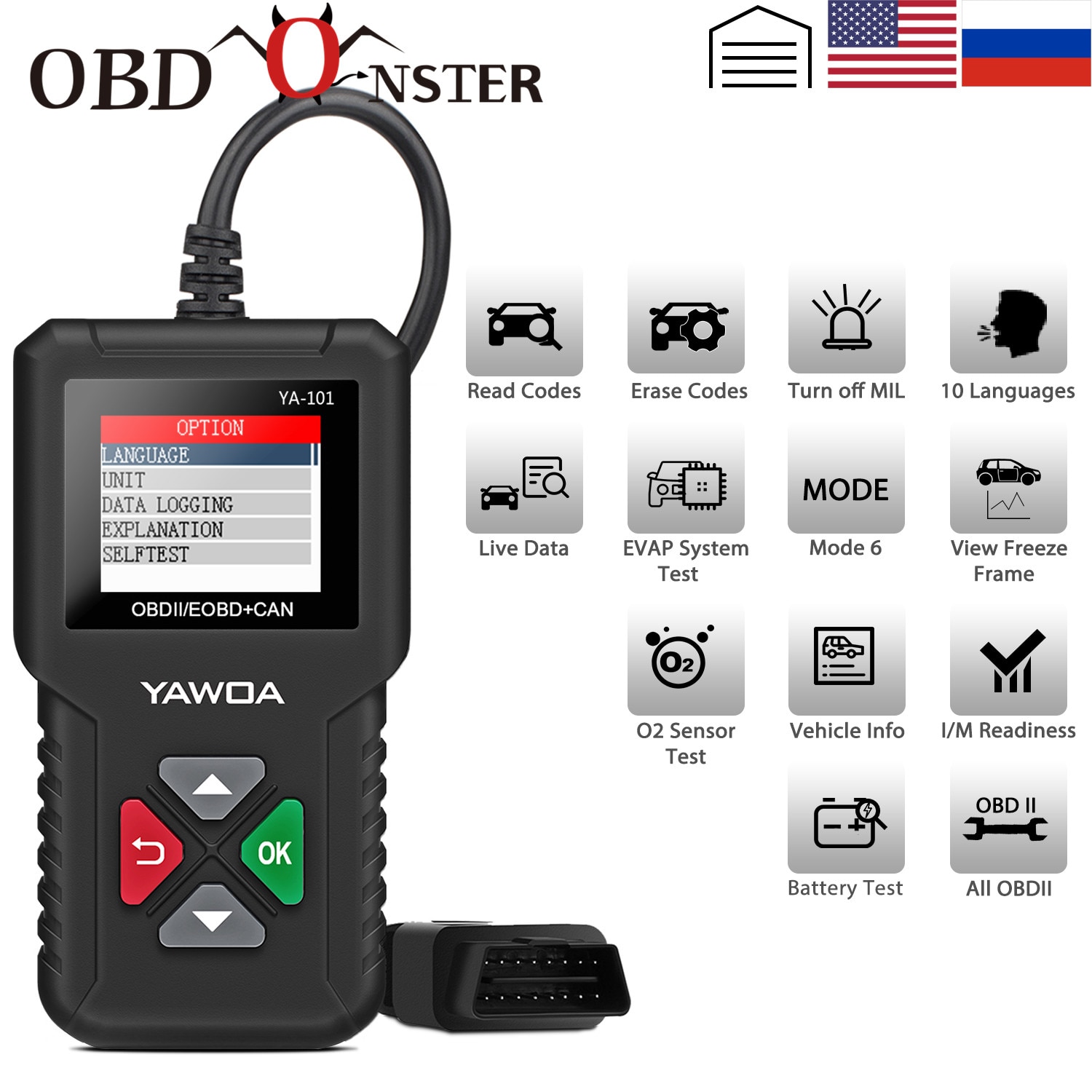 AUTOOL Universal OBD II Scanner Car Engine Fault Code Reader OBD2 CAN Diagnostic Scan Tool and Erasing Codes Check Emission Monitor Status Scan Tool 
